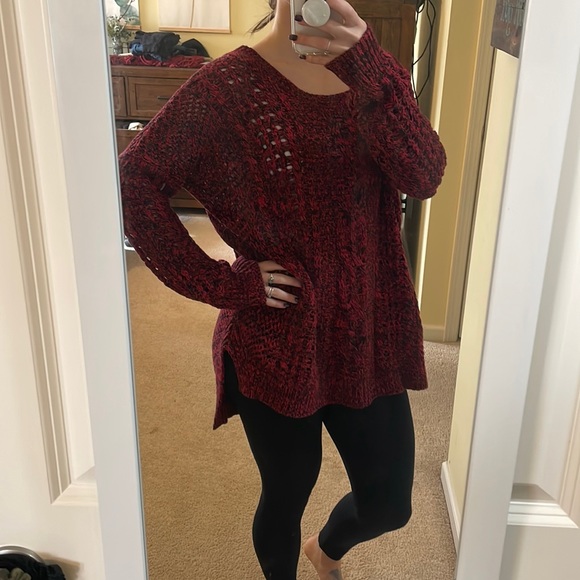 Express Sweaters - Express Black & Red grunge cable kit sweater